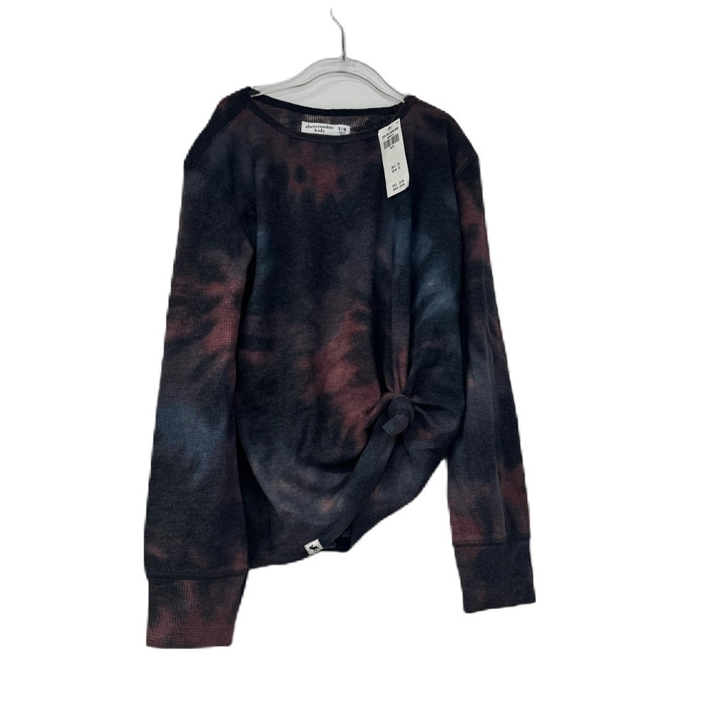 Abercrobie Kids girls 9/10 NWT pink purple thermal tie die top crop long sleeve